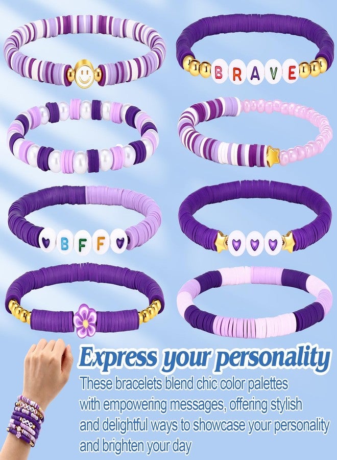 Draupnir 48 Pcs Friendship Bracelets Heishi Surfer Clay Bead Bracelets Set Stackable Beaded Preppy Jewelry Bracelets Friendship Boho Y2K Bracelets for Women Teen Girls Party Favors - Image 2