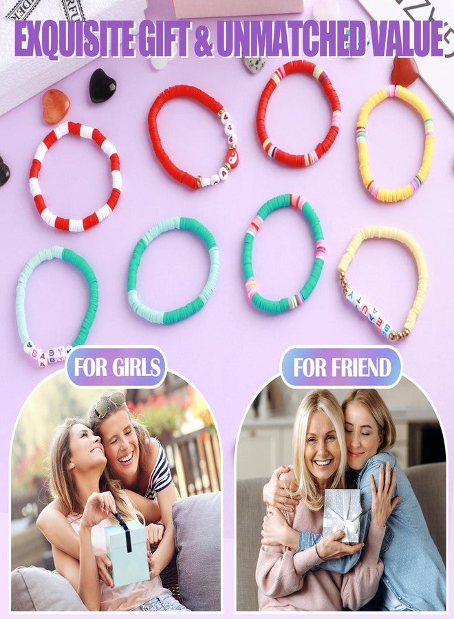 Draupnir 48 Pcs Friendship Bracelets Heishi Surfer Clay Bead Bracelets Set Stackable Beaded Preppy Jewelry Bracelets Friendship Boho Y2K Bracelets for Women Teen Girls Party Favors - Image 4
