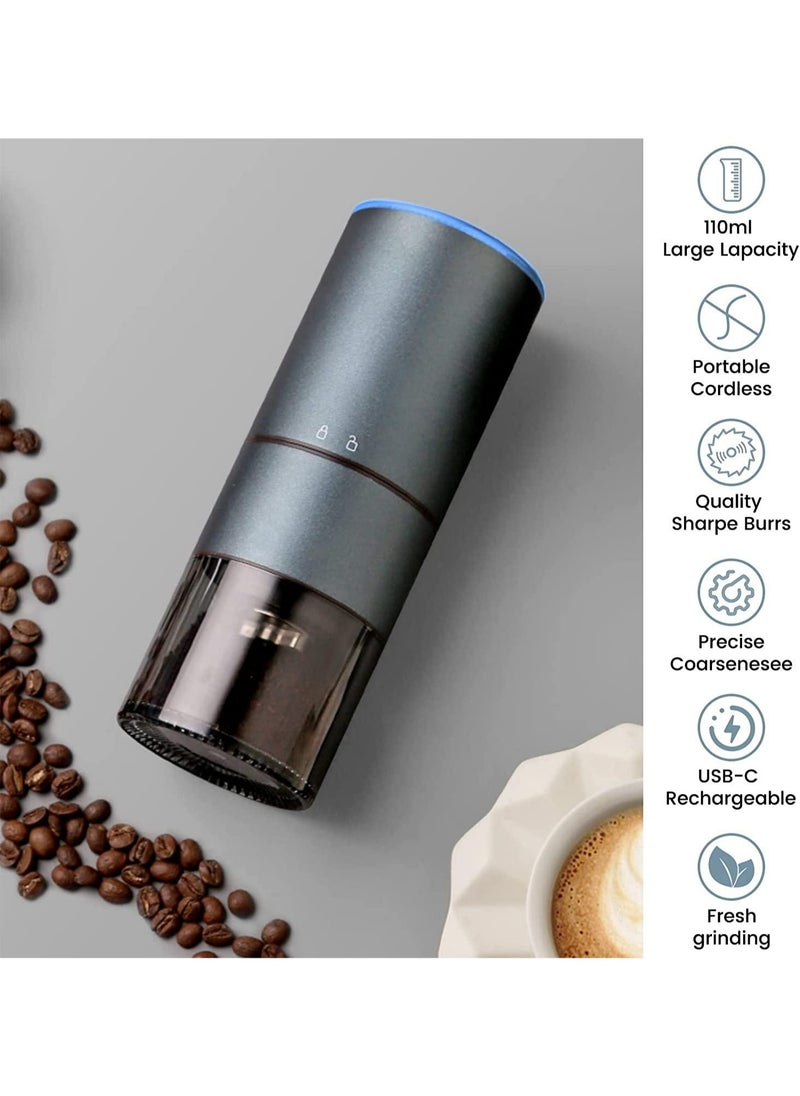 ULHYC - Portable Electric Coffee Grinder 5 Star Stainless Core with 60 Level  Blue - Image 1