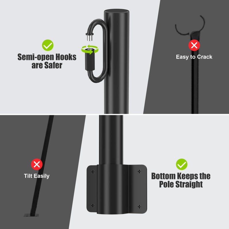 Suchtale 8 Pack 1.3 FT String Light Poles, Suspension Outdoor Fence Post Lights with Clip and Bracket, Outside String Lights Hanging, Wall Mounting Stand for Patio Garden Backyard Wedding Party, Black - Image 3
