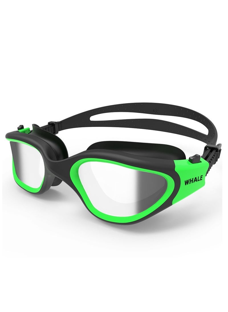 Whale Professional Adult Anti-fog UV protection Lens Men Women Swimming Goggles Waterproof Adjustable Silicone swim (Green) - Image 1