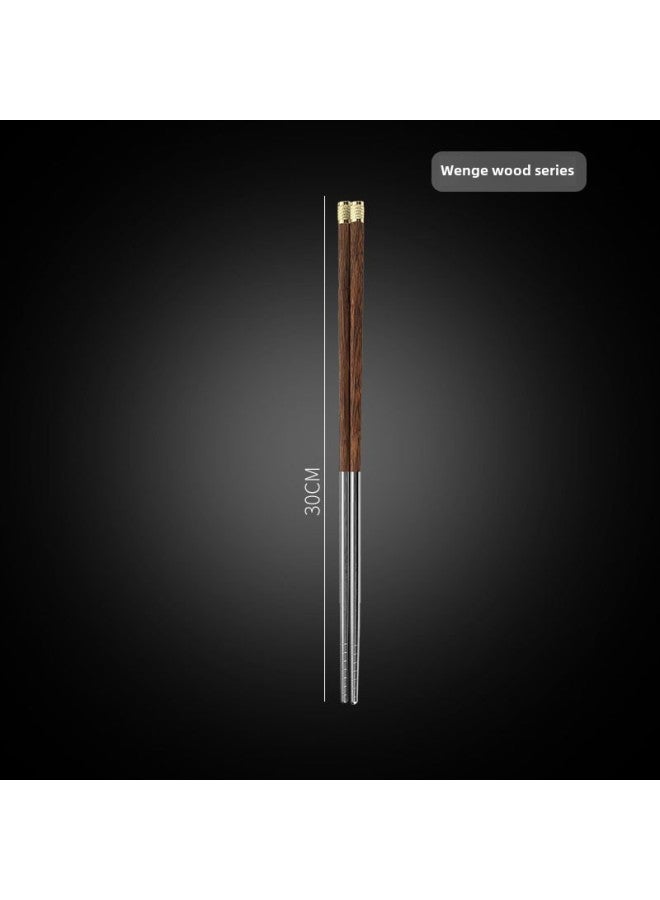 Chicken Wing Wood Solid Wood Chopsticks Household Copper Head Round Top Fu Restaurant Chopsticks Long Chopsticks Fish Noodles Chopsticks Hot Pot Chopsticks Wholesale-Specifications: Chicken Wing Wood 30cm  - Image 1