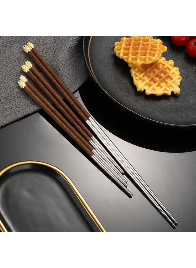 Chicken Wing Wood Solid Wood Chopsticks Household Copper Head Round Top Fu Restaurant Chopsticks Long Chopsticks Fish Noodles Chopsticks Hot Pot Chopsticks Wholesale-Specifications: Chicken Wing Wood 30cm  - Image 5