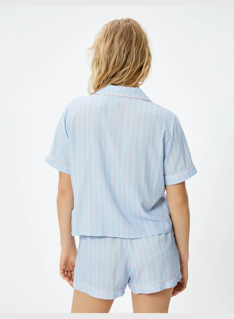 كوتون Short Sleeve Buttoned Pyjama Top