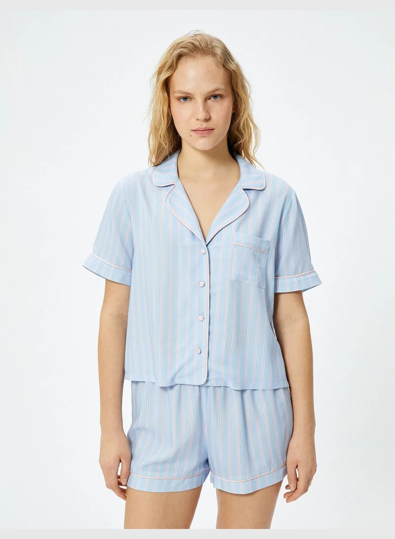 كوتون Short Sleeve Buttoned Pyjama Top