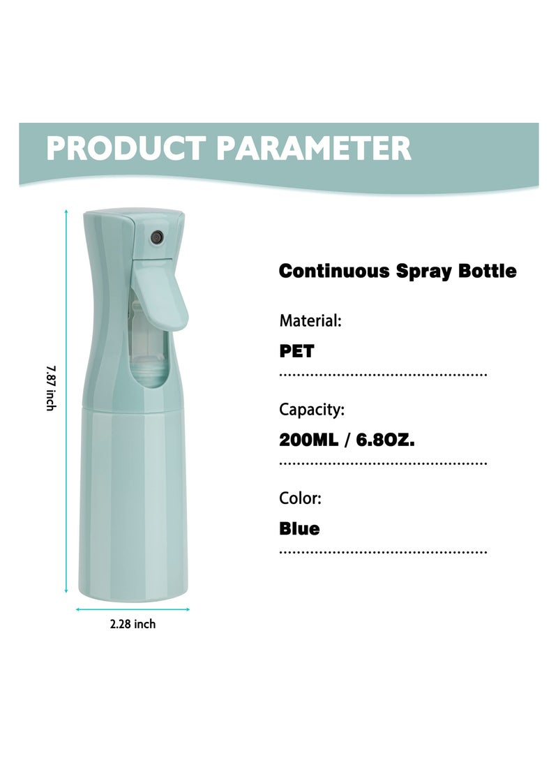 KHAJUL Continuous Spray Bottle, 200ml Hair Mister Spray Bottle, Fine Mist Water Spray Bottle for Salons,Barber, Plants, Skin Care, Cleaning (Blue)  - Image 2