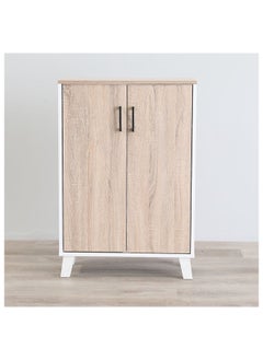 DANUBE HOME Prima 2 Door Shoe Cabinet Modern Design Wooden Furniture Shoe Organiser For Entryway Hallway Made in Malaysia Shoe Rack L 60 x W 30 x H 88 cm White/Sonoma Oak  - Image 4