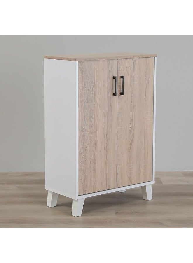 DANUBE HOME Prima 2 Door Shoe Cabinet Modern Design Wooden Furniture Shoe Organiser For Entryway Hallway Made in Malaysia Shoe Rack L 60 x W 30 x H 88 cm White/Sonoma Oak - Image 4