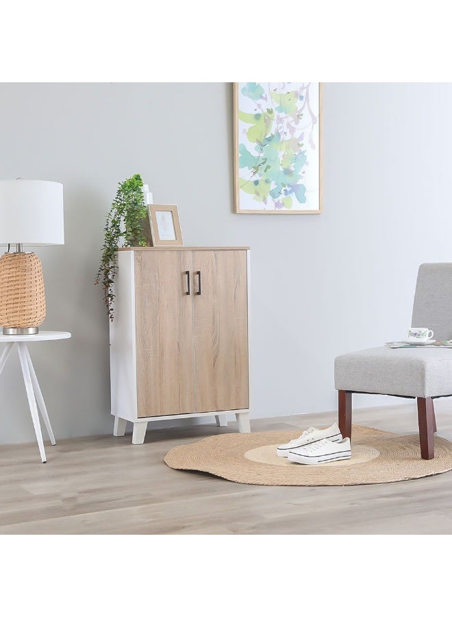 DANUBE HOME Prima 2 Door Shoe Cabinet Modern Design Wooden Furniture Shoe Organiser For Entryway Hallway Made in Malaysia Shoe Rack L 60 x W 30 x H 88 cm White/Sonoma Oak - Image 2