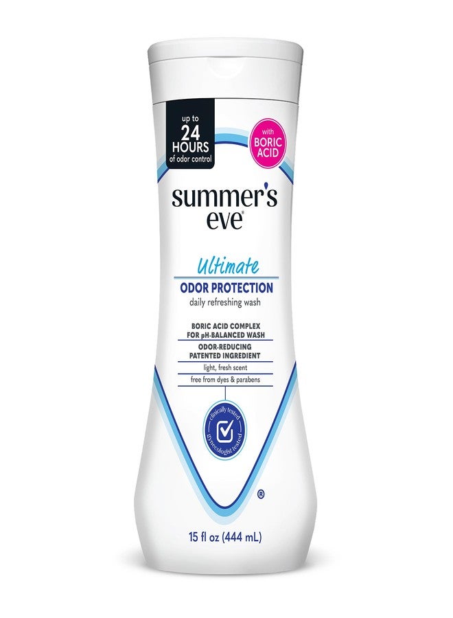 Summer's Eve Ultimate Odor Protection Daily Feminine Wash, pH-Balanced Formula Body Wash for Women with Boric Acid Helps Control Vaginal Odor, 15 Fl Oz - Image 1
