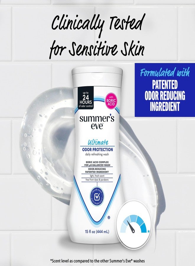 Summer's Eve Ultimate Odor Protection Daily Feminine Wash, pH-Balanced Formula Body Wash for Women with Boric Acid Helps Control Vaginal Odor, 15 Fl Oz - Image 4