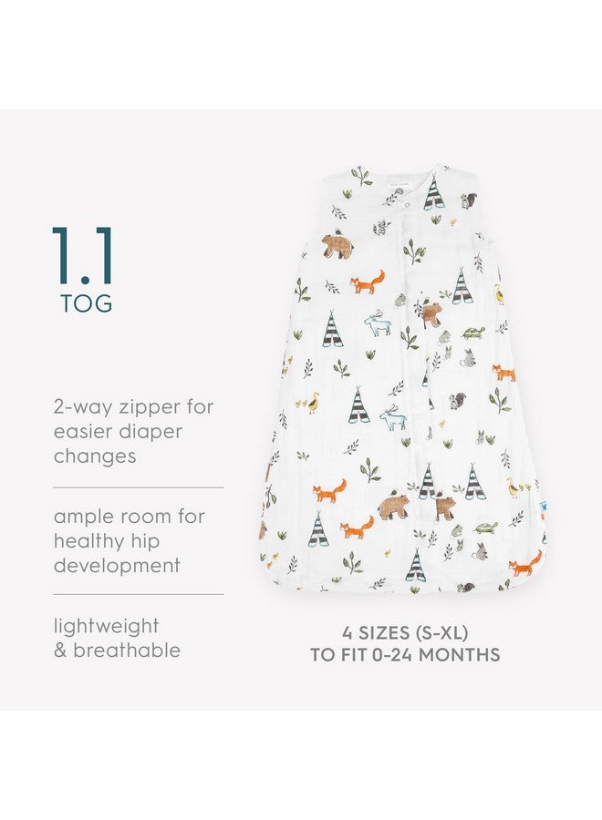 Little Unicorn 12-18 Month Premium Muslin Sleep Sack 1.1 TOG | Soft & Breathable Muslin Cotton for safer sleep | 2 way zipper (Forest Friends) - Image 5