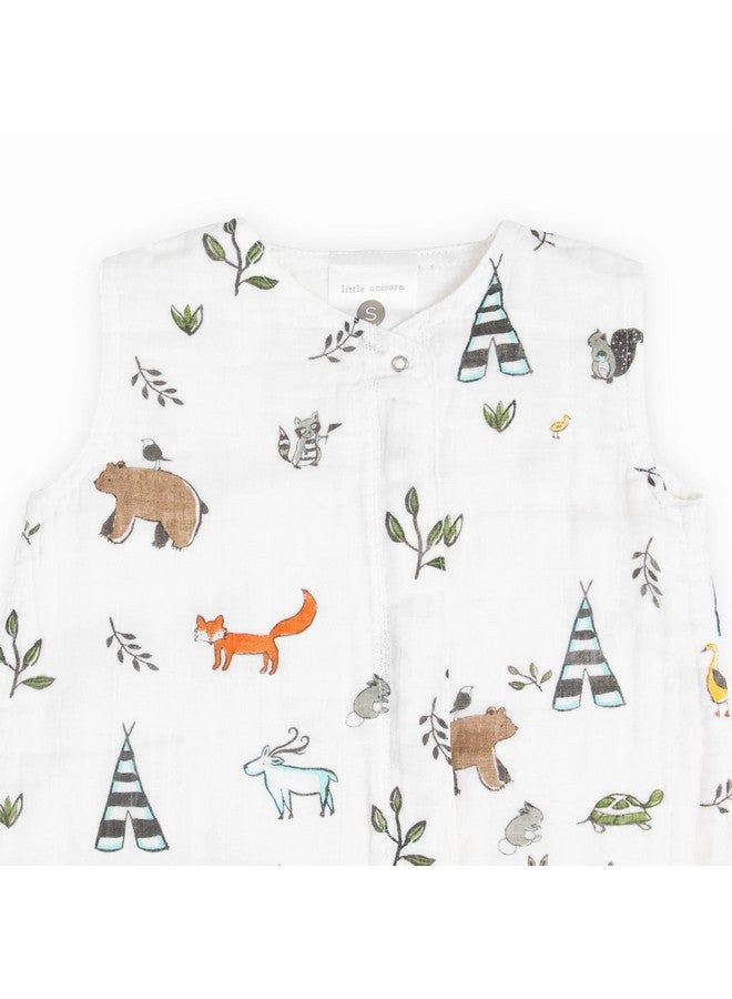 Little Unicorn 12-18 Month Premium Muslin Sleep Sack 1.1 TOG | Soft & Breathable Muslin Cotton for safer sleep | 2 way zipper (Forest Friends) - Image 2