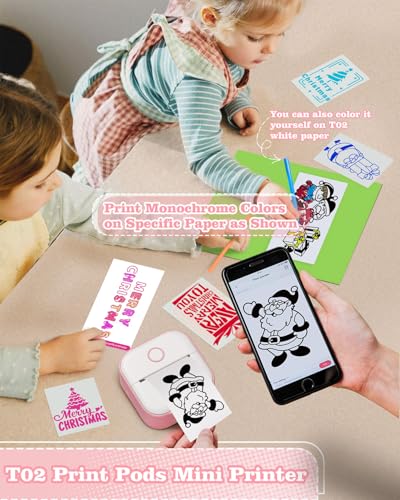 Memoking Sticker Printer T02 Mini Printer Gifts for Teen Girls Sticker Maker Machine Mini Thermal Printer Portable Label Printer Bluetooth Photo Printer Print Pods Sticker Box for Study Note JournalingDIY - Image 3