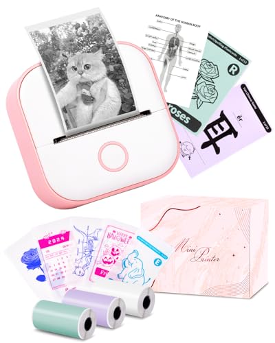 Memoking Sticker Printer T02 Mini Printer Gifts for Teen Girls Sticker Maker Machine Mini Thermal Printer Portable Label Printer Bluetooth Photo Printer Print Pods Sticker Box for Study Note JournalingDIY - Image 1