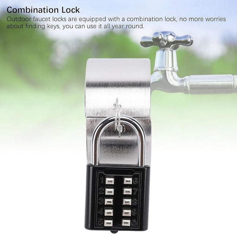 Stainless Steel Outdoor Faucet Lock with Combination Code for Home Garden Water Spigot - Image 4