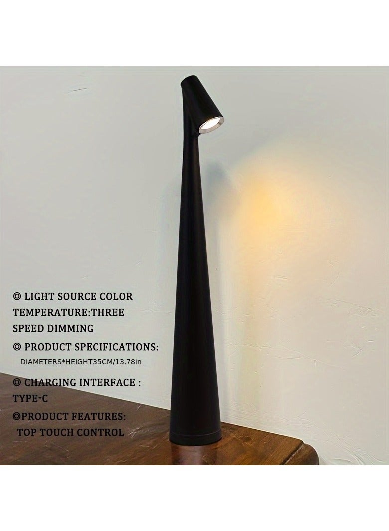 ارواق مصباح ليلي لمسي بتصميم بسيط وإبداعي – مصباح طاولة أنيق لغرف النوم ببطارية قابلة لإعادة الشحن وشكل مظلة باغودا - Image 3