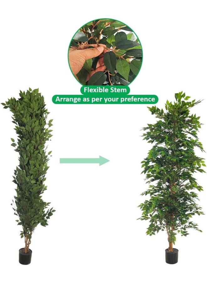 Yatai - YATAI DECOR Nearly Natural Artificial Ficus Plant Ficus Tree Fake Plant with Plastic Pot & Moss Grass for Home Garden Decoration – Fake Tree – Artificial Plants (190 Cm) - Image 1
