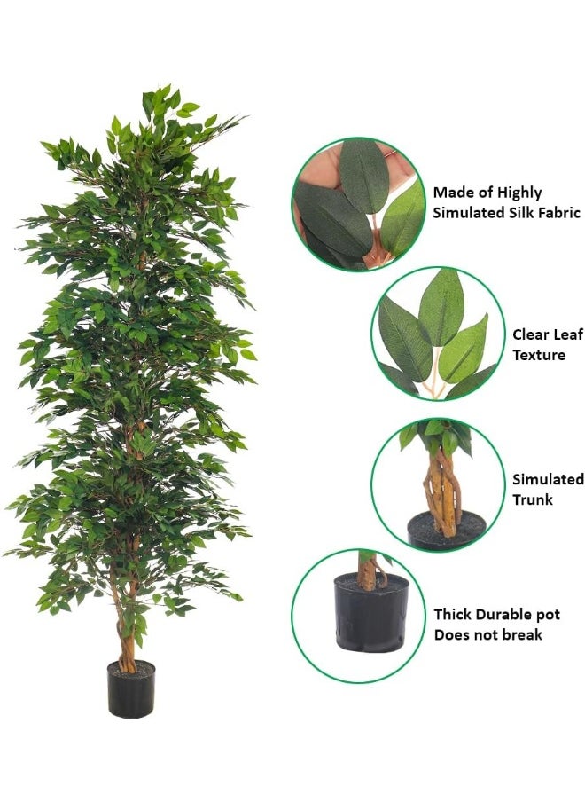 Yatai - YATAI DECOR Nearly Natural Artificial Ficus Plant Ficus Tree Fake Plant with Plastic Pot & Moss Grass for Home Garden Decoration – Fake Tree – Artificial Plants (190 Cm) - Image 1
