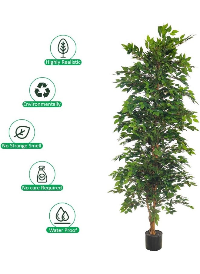 Yatai - YATAI DECOR Nearly Natural Artificial Ficus Plant Ficus Tree Fake Plant with Plastic Pot & Moss Grass for Home Garden Decoration – Fake Tree – Artificial Plants (190 Cm) - Image 1