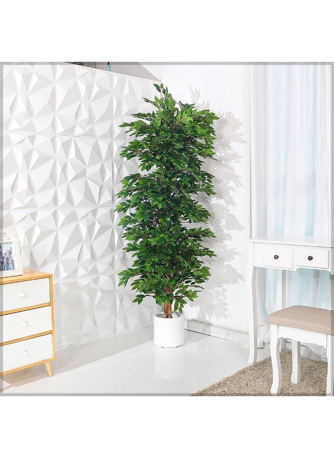 Yatai - YATAI DECOR Nearly Natural Artificial Ficus Plant Ficus Tree Fake Plant with Plastic Pot & Moss Grass for Home Garden Decoration – Fake Tree – Artificial Plants (190 Cm) - Image 1