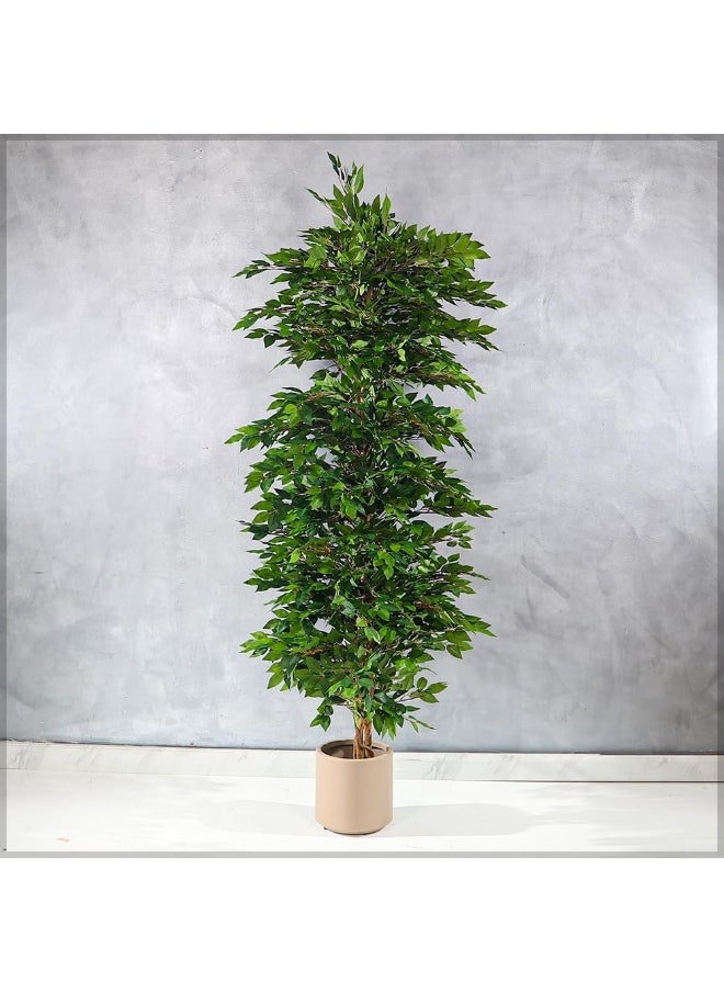Yatai - YATAI DECOR Nearly Natural Artificial Ficus Plant Ficus Tree Fake Plant with Plastic Pot & Moss Grass for Home Garden Decoration – Fake Tree – Artificial Plants (190 Cm) - Image 1