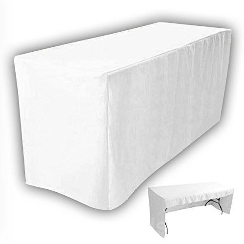 Aeiniwer 4Less 6 Fitted Tablecloth Table Cover Trade Show Event Open Back Side  3 Sided White