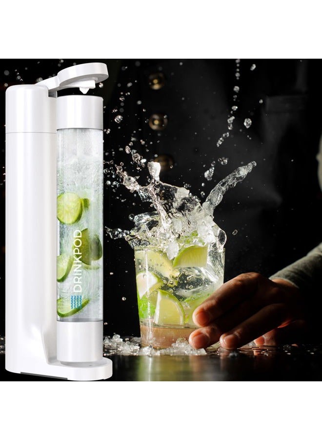 DRINKPOD FIZZpod Soda Maker - Fizzy Drink Machine with 3 PET Bottles, 3 Caps, 1 Carbonator Cap and Manual - Make Homemade Sparkle Water, Juice, Coffee, Tea and Cocktail Drinks with Fruit (White) (White) - Image 3