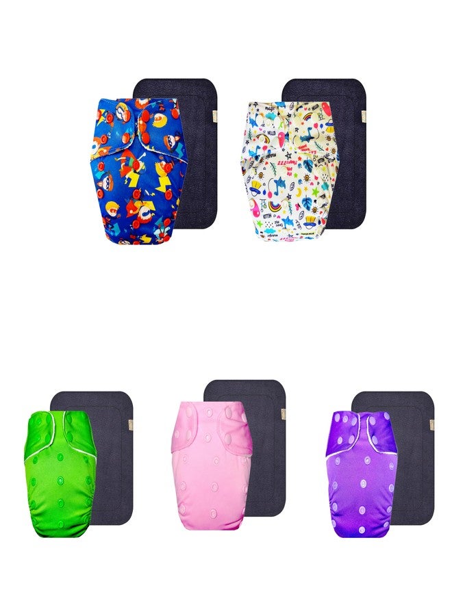 Dumbledo Premium Cloth Diaper with Black Insert (Pack of 5) | Dry Feel and Comfortable | Reusable & Washable | Quick Dry | Trusted by Moms | 3 Months - 3 Years | Unisex Baby - Image 1