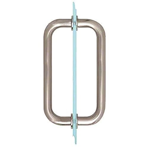 Dynasty Hardware 8" Back to Back Tubular Shower Door Pull for Frameless Shower Doors, Satin Nickel, with Trim Washers - Image 1