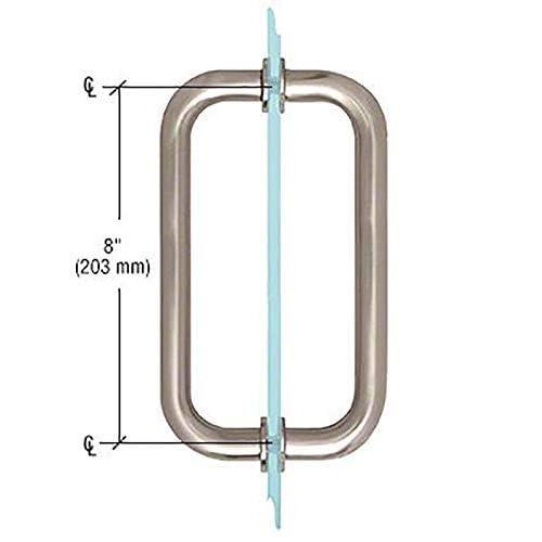 Dynasty Hardware 8" Back to Back Tubular Shower Door Pull for Frameless Shower Doors, Satin Nickel, with Trim Washers - Image 3