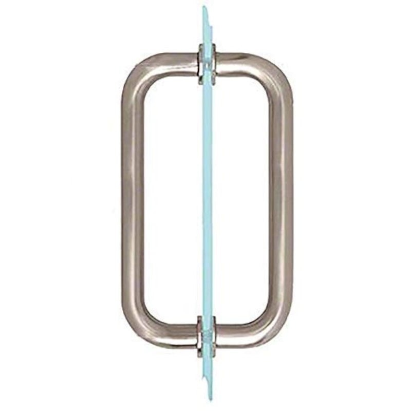 Dynasty Hardware 8" Back to Back Tubular Shower Door Pull for Frameless Shower Doors, Satin Nickel, with Trim Washers - Image 4
