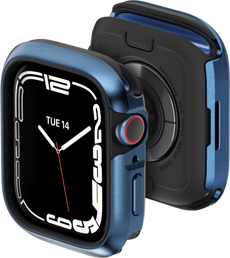 MAGEASY Aircraft-Grade Aluminum Rugged Case for 45mm Apple Watch Series 9, 8, 7 | 2 in 1 Metal Hard Shell with Shockproof Inner Bumper for Maxed Protection, Odyssey - Blue - Image 1