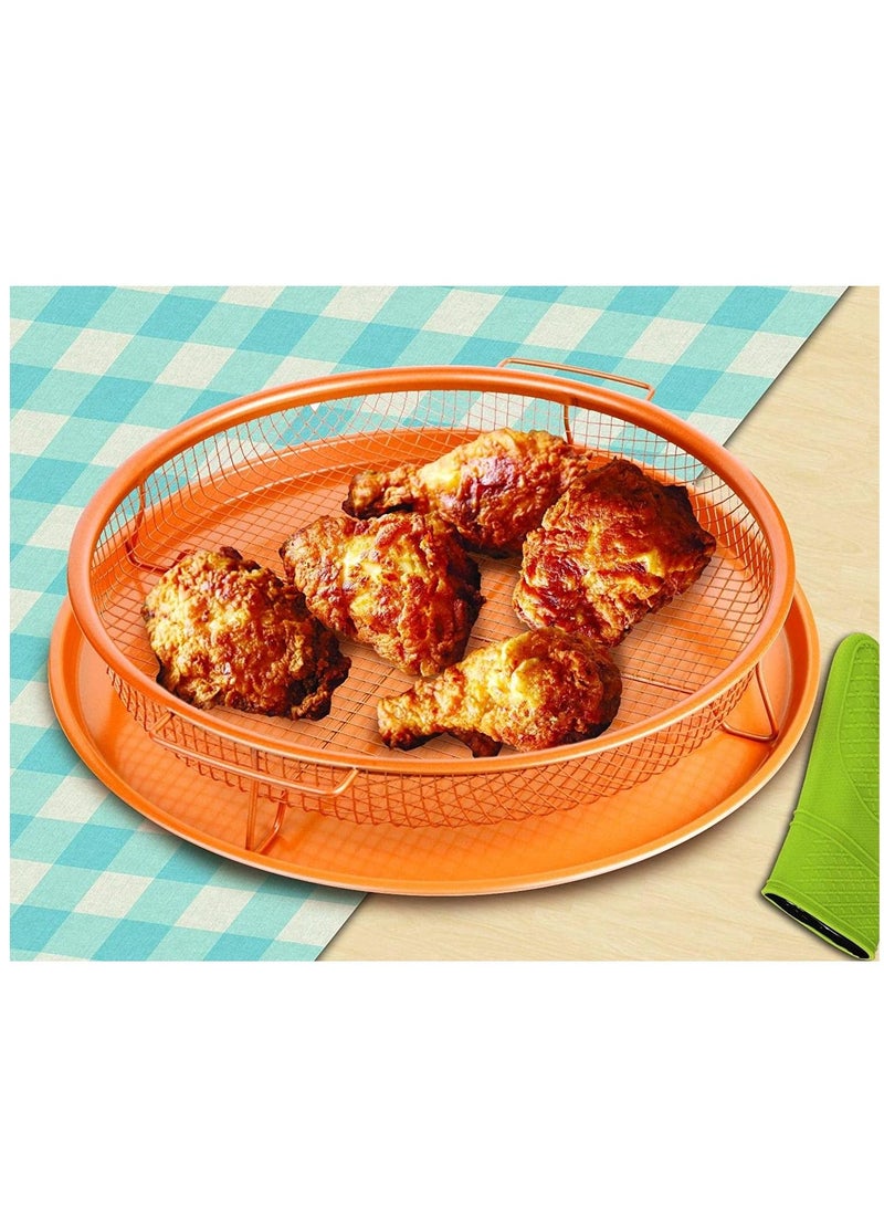 Multiuse Non Stick Oven Copper Crisper Baking Sheet Air Fryer Deluxe Chef Pan Sheet For Chips French Fries 360° - Image 3