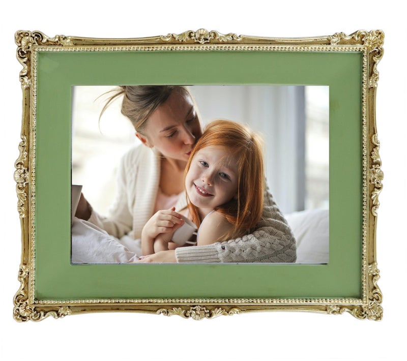 Hymmah Wallet Picture Frame Vintage Photo Frame Ornate Textured Hand-Crafted Resin Picture Frame with Easel & Hook for Tabletop & Wall Display, Decorative Floral Design Home Decor, Photo Gallery, Art, - Image 2