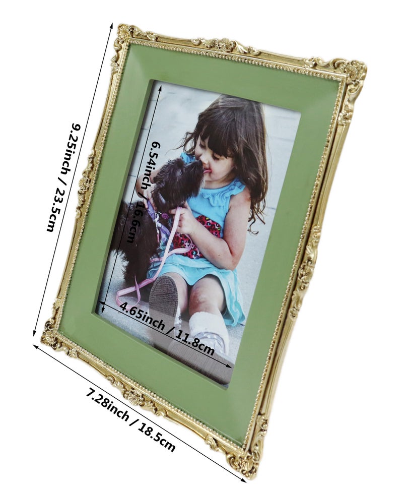 Hymmah Wallet Picture Frame Vintage Photo Frame Ornate Textured Hand-Crafted Resin Picture Frame with Easel & Hook for Tabletop & Wall Display, Decorative Floral Design Home Decor, Photo Gallery, Art, - Image 3