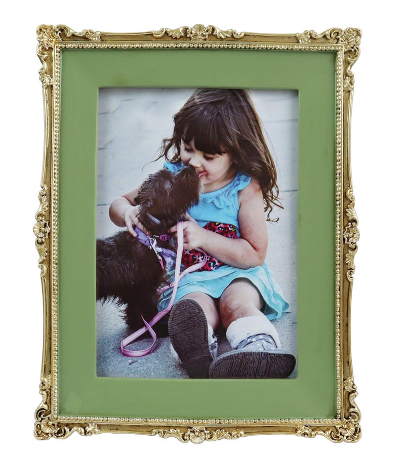 Hymmah Wallet Picture Frame Vintage Photo Frame Ornate Textured Hand-Crafted Resin Picture Frame with Easel & Hook for Tabletop & Wall Display, Decorative Floral Design Home Decor, Photo Gallery, Art, - Image 1