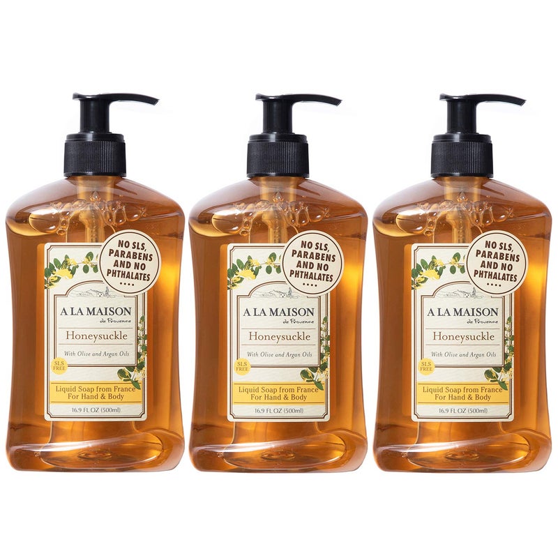 A LA MAISON de Provence Liquid Soap Honeysuckle 169 Fl Oz Pack of 3