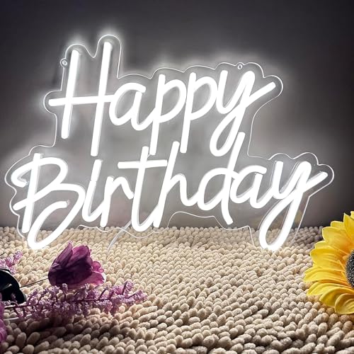 HFHungkeong LED Happy Birthday Neon Night Light for Wall Decor Art Wall Sconce Dimmable Neon Happy Birthday Sign for Birthday Party Home Decor, Bars, Christmas Celebration Occasions USB Powered 5V - Image 1