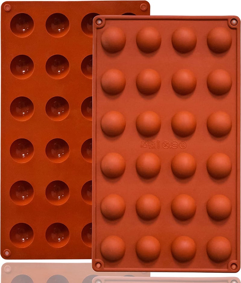 Zeinwap Mini 24-Cavity Semi Sphere Silicone Chocolate Mould Non-Stick, Half Sphere Silicone Baking Molds for Making Jelly, Chocolates and Cake - Image 1