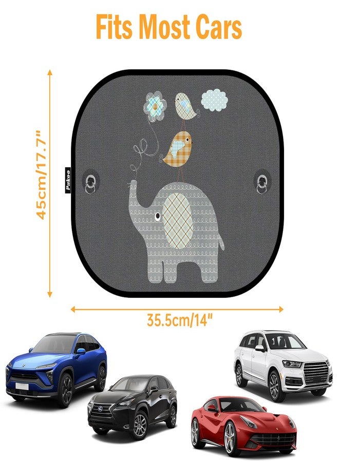 Pakoo Car Sun Shades for Baby, 2 Pack Car Window Shade Baby Kids Pet with Cute Animal Motifs, UV Rays/Sunlight Protection, 17"x14" Universal Car Sun Shades with Suction Cups - Image 2