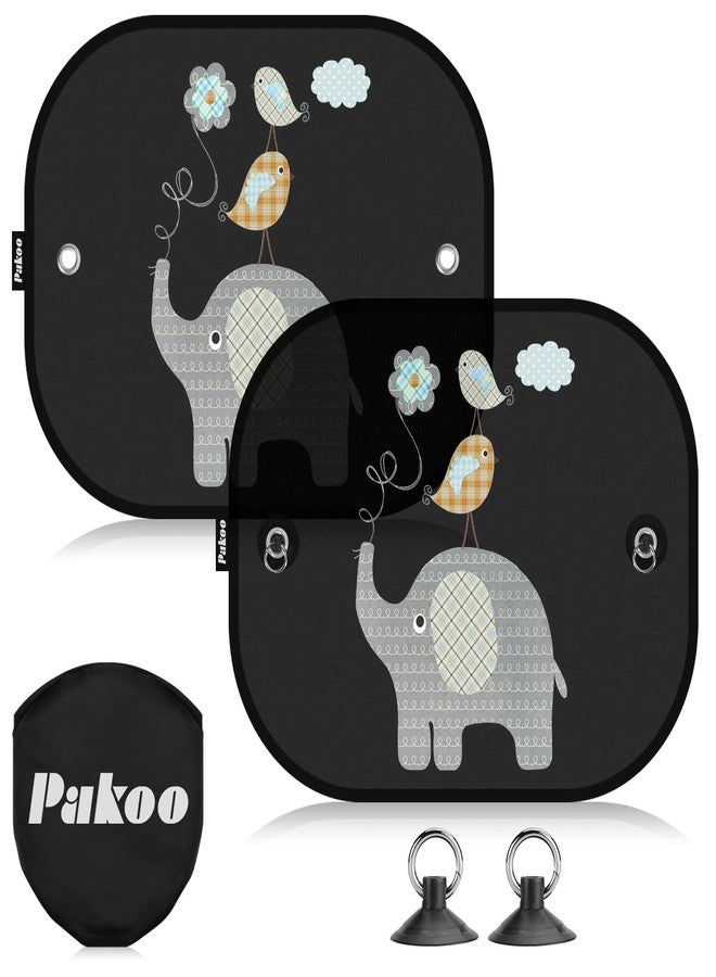 Pakoo Car Sun Shades for Baby, 2 Pack Car Window Shade Baby Kids Pet with Cute Animal Motifs, UV Rays/Sunlight Protection, 17"x14" Universal Car Sun Shades with Suction Cups - Image 1