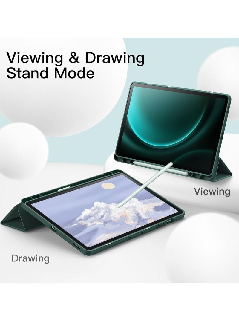 TIGER Premium Case for Samsung Galaxy Tab S9 FE+ 12.4-Inch with S Pen Holder, Soft TPU Tri-Fold Stand Protective Tablet Cover, Supports S Pen Charging, Auto Wake Sleep Function, Durable & Stylish Protection for Your Device - Image 4