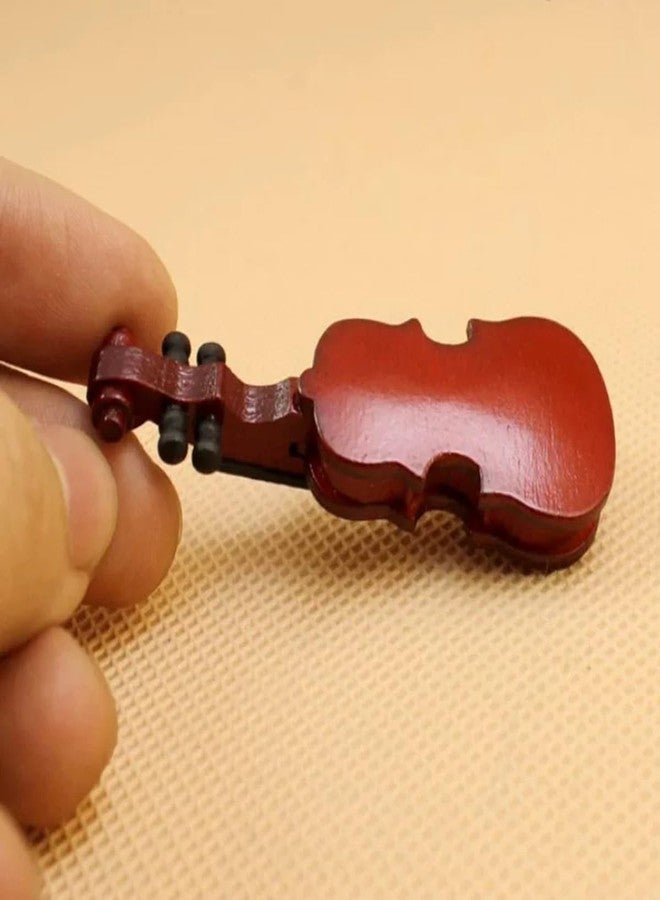 RillyRellow Miniature Violin, Dollhouse Violin Model Musical Instrument, 1/12 Scale Violin, Miniature String Instrument, Tiny Violin Bow, for Dollhouse Decortion DIY - Image 4