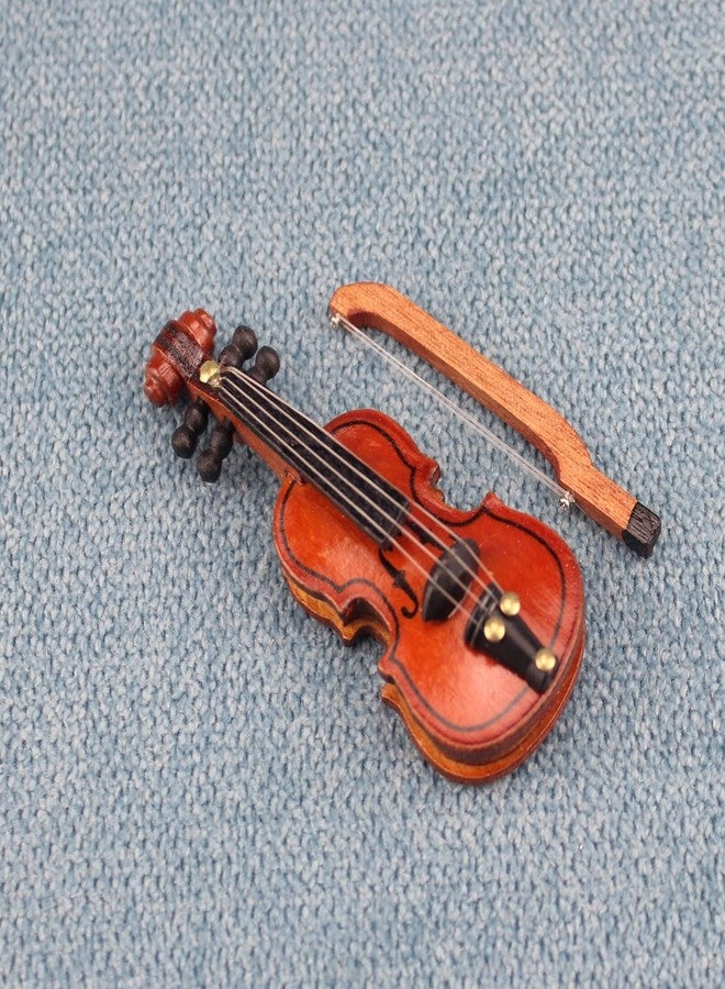 RillyRellow Miniature Violin, Dollhouse Violin Model Musical Instrument, 1/12 Scale Violin, Miniature String Instrument, Tiny Violin Bow, for Dollhouse Decortion DIY - Image 3