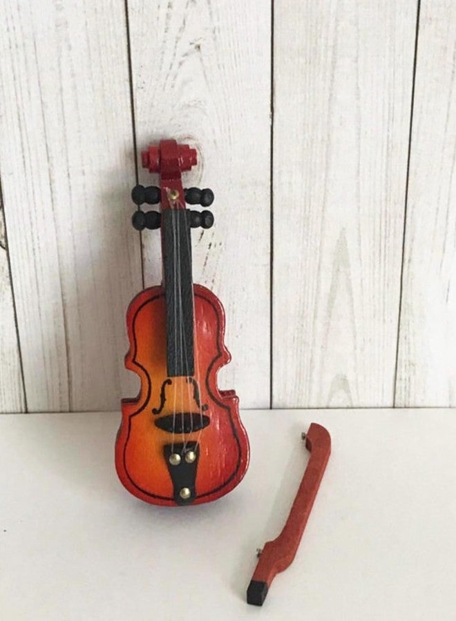 RillyRellow Miniature Violin, Dollhouse Violin Model Musical Instrument, 1/12 Scale Violin, Miniature String Instrument, Tiny Violin Bow, for Dollhouse Decortion DIY - Image 5