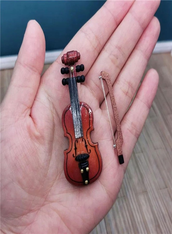RillyRellow Miniature Violin, Dollhouse Violin Model Musical Instrument, 1/12 Scale Violin, Miniature String Instrument, Tiny Violin Bow, for Dollhouse Decortion DIY - Image 2