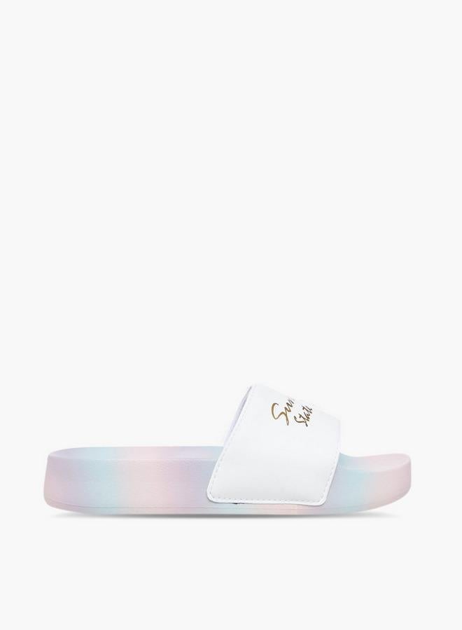 Celeste Women Slogan Print Slides - Image 1