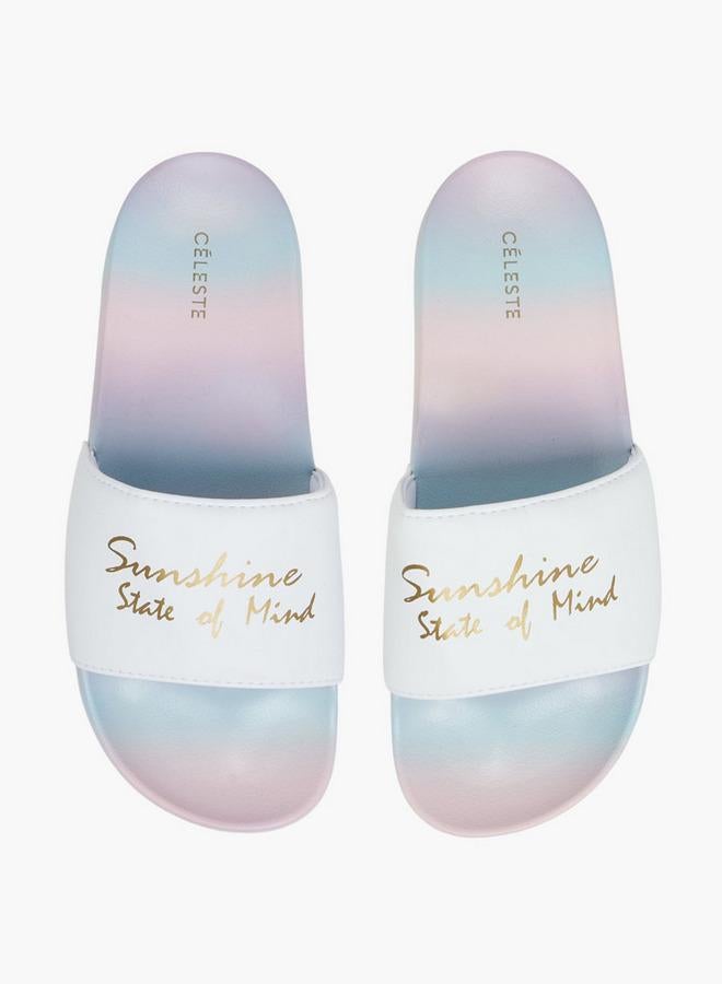 Celeste Women Slogan Print Slides - Image 2