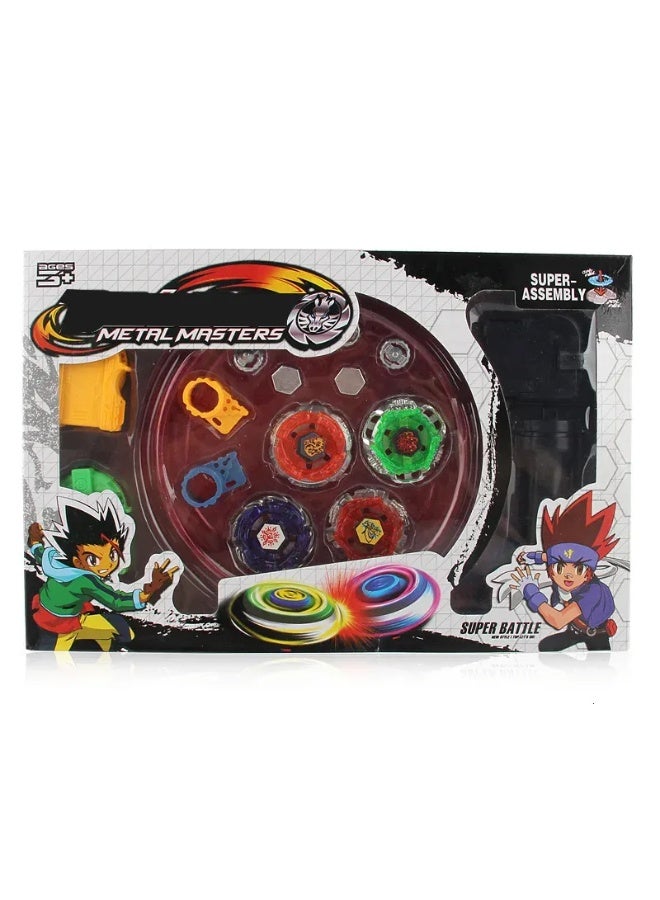 BeyBlade 4 Pcs Gyro Battling Top Burst Blade Gyro Toy Battle Launcher with Beyblade Samurai Launcher Handle (Red, Green, Yellow, Orange, Purple and Blue) - Image 5